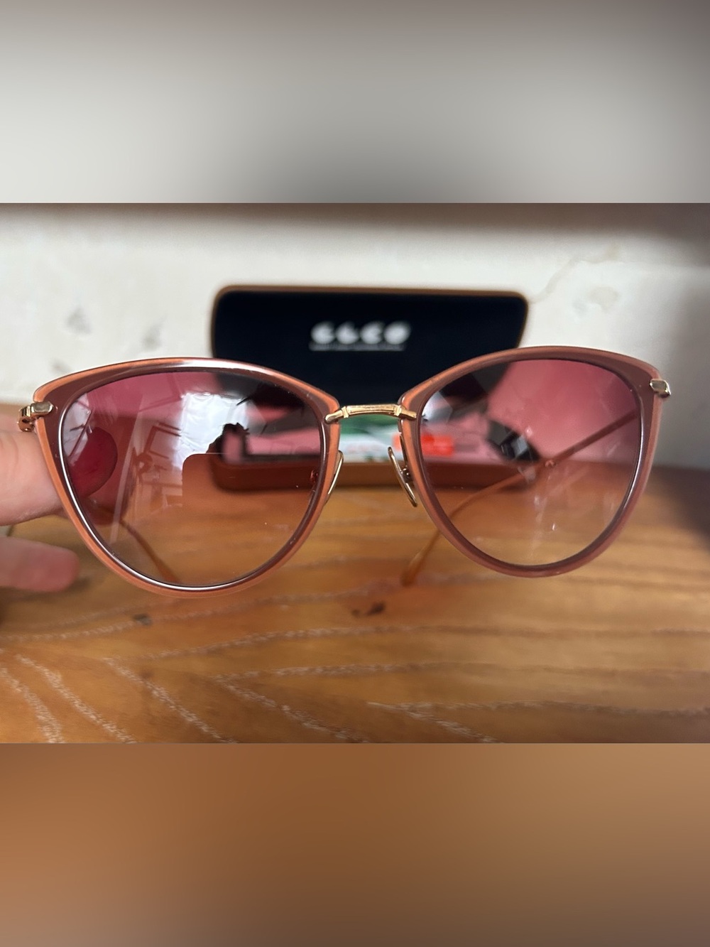 Garrett Leight Beverly S Cat Eye Rosewood 18 Ktg Sunglasses